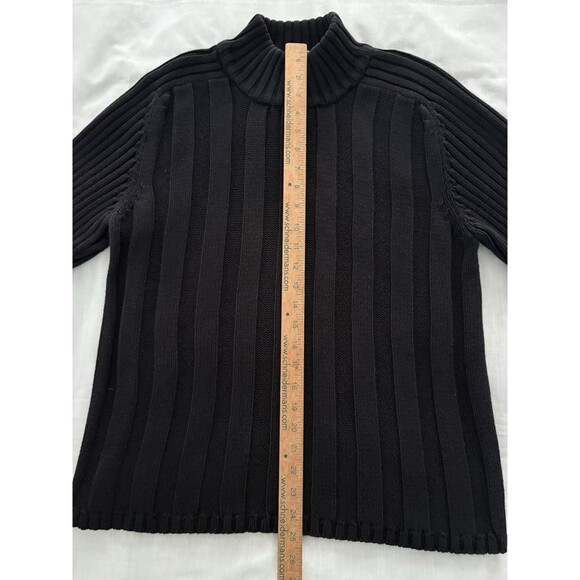 Vintage Illig Sweater Womens Large Black Turtle Neck Wide Cable Knit Thick - Picture 8 of 16